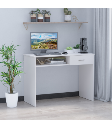 Modern Computer w/ Shelf Drawer Standing Writing Station White