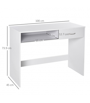 Modern Computer w/ Shelf Drawer Standing Writing Station White