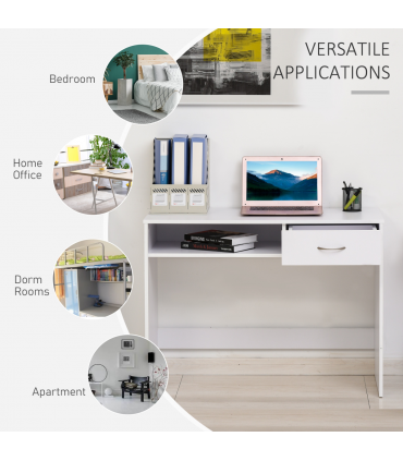 Modern Computer w/ Shelf Drawer Standing Writing Station White