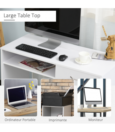 Modern Computer w/ Shelf Drawer Standing Writing Station White