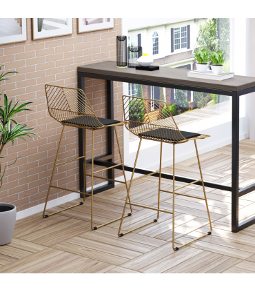 Modern Counter Height Bar Stools Set of 2 pcs Wire Metal Barstools for Kitchen