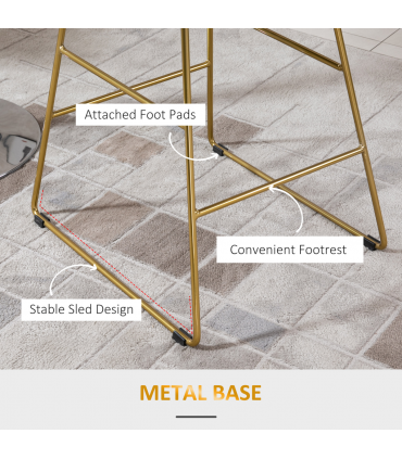 Modern Counter Height Bar Stools Set of 2 pcs Wire Metal Barstools for Kitchen