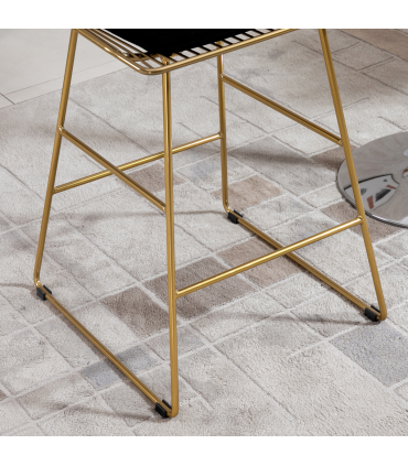 Modern Counter Height Bar Stools Set of 2 pcs Wire Metal Barstools for Kitchen