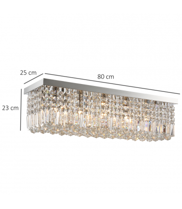 Modern Crystal Ceiling Light Square Crystal Chandelier E14 Base, Silver