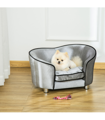 Modern Dog Sofa Couch Puppy Bed Kitten Lounge w/Storage Pocket Removable Cushion