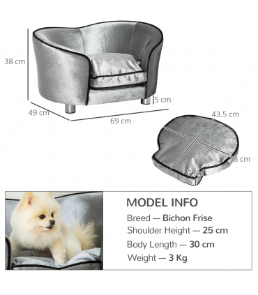 Modern Dog Sofa Couch Puppy Bed Kitten Lounge w/Storage Pocket Removable Cushion