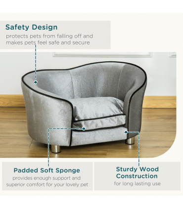 Modern Dog Sofa Couch Puppy Bed Kitten Lounge w/Storage Pocket Removable Cushion