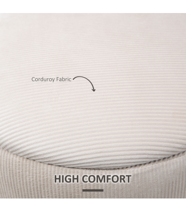 Modern Fabric Storage Ottoman with Removable Lid, Set of 2, Foot Stool, Cream White