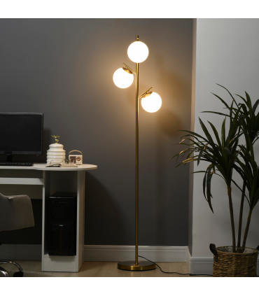 Modern Floor Lamp for Living Room Bedroom, 3 Light Tree Standing Lamp, Gold