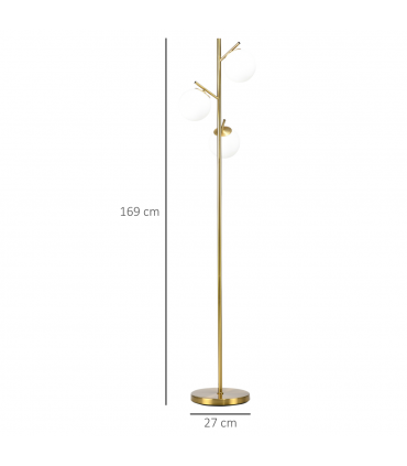 Modern Floor Lamp for Living Room Bedroom, 3 Light Tree Standing Lamp, Gold