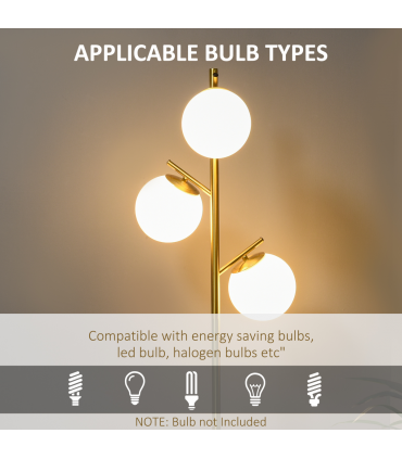 Modern Floor Lamp for Living Room Bedroom, 3 Light Tree Standing Lamp, Gold