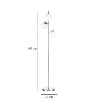Modern Floor Lamp for Living Room Bedroom, 3 Light Tree Standing Lamp, Silver