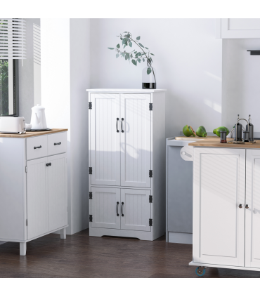 Modern Freestanding Storage Hutch Furniture with 2 Large Doors and 2 Small Doors