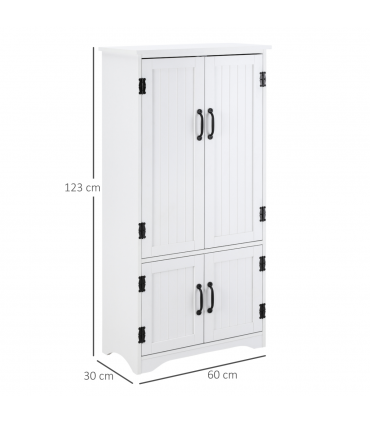 Modern Freestanding Storage Hutch Furniture with 2 Large Doors and 2 Small Doors