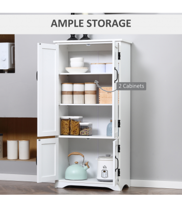 Modern Freestanding Storage Hutch Furniture with 2 Large Doors and 2 Small Doors