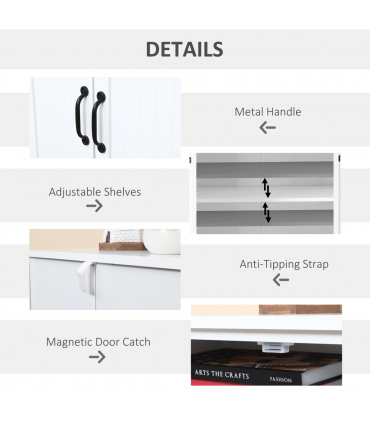 Modern Freestanding Storage Hutch Furniture with 2 Large Doors and 2 Small Doors