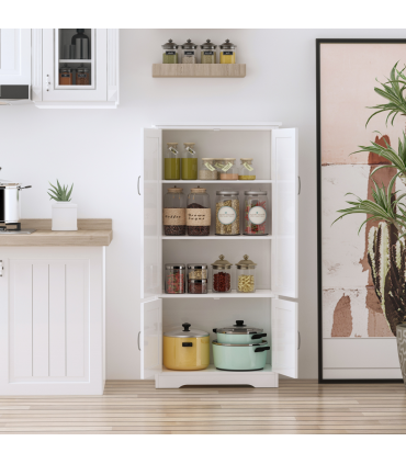 Modern Freestanding Storage Hutch Furniture with 2 Large Doors and 2 Small Doors