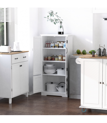 Modern Freestanding Storage Hutch Furniture with 2 Large Doors and 2 Small Doors