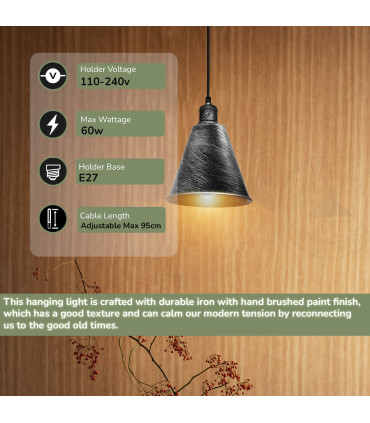 Pendant Lights Modern Hanging Cone Shaped Pendant Light Fixture Brushed Silver