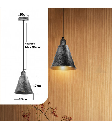 Pendant Lights Modern Hanging Cone Shaped Pendant Light Fixture Brushed Silver