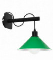 Modern Industrial Black Wall Light Wood Sconce Fitting Metal Green Cone Shape
