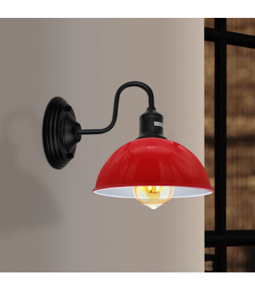 Wall Light Modern Industrial Red Metal Arm E27 Sconce Fixture 21x21x23cm