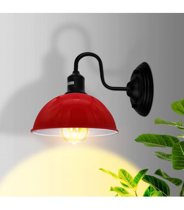 Wall Light Modern Industrial Red Metal Arm E27 Sconce Fixture 21x21x23cm