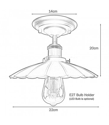 Ceiling Light Metal Brushed Brass Modern Industrial Retro Loft Umbrella Shape
