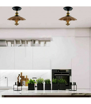Modern Industrial Retro Loft Metal Ceiling Light Umbrella Shape Indoor Light 