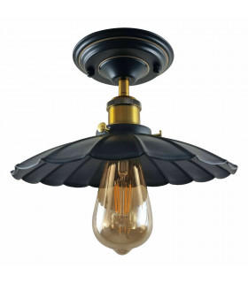Ceiling Light Black Metal Umbrella Shape Indoor With Bulb 70cm x 4cm Hole