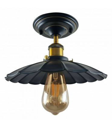 Ceiling Light Black Metal Umbrella Shape Indoor With Bulb 70cm x 4cm Hole