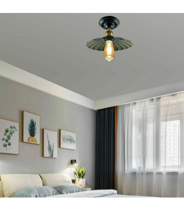 Ceiling Light Black Metal Umbrella Shape Indoor With Bulb 70cm x 4cm Hole