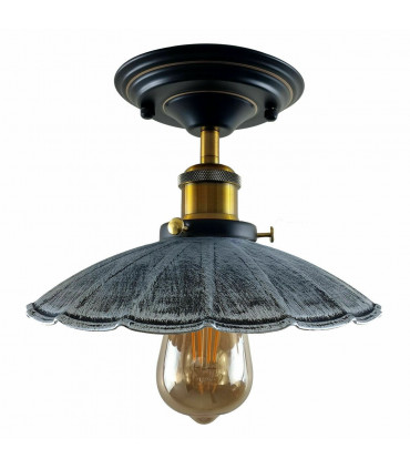 Ceiling Light Modern Industrial Retro Loft Metal Umbrella Shape Brushed Silver