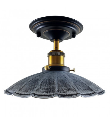 Ceiling Light Modern Industrial Retro Loft Metal Umbrella Shape Brushed Silver