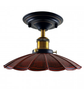 Ceiling Light Rustic Red Metal Umbrella Shape Indoor 31.00cm x 8.29cm x 18.89cm