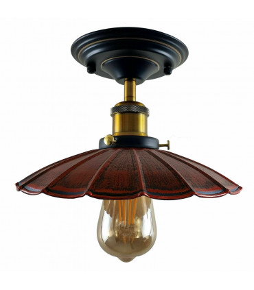 Ceiling Light Rustic Red Metal Umbrella Shape Indoor 31.00cm x 8.29cm x 18.89cm