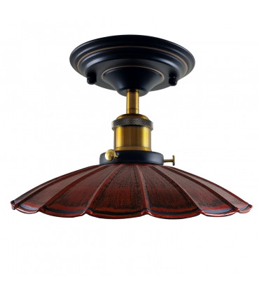 Ceiling Light Rustic Red Metal Umbrella Shape Indoor Light 31.00x9.78x21.79 cm
