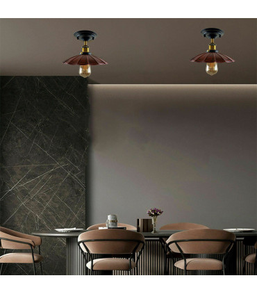 Ceiling Light Rustic Red Metal Umbrella Shape Indoor Light 31.00x9.78x21.79 cm