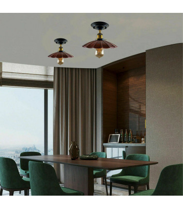 Ceiling Light Rustic Red Metal Umbrella Shape Indoor Light 31.00x9.78x21.79 cm