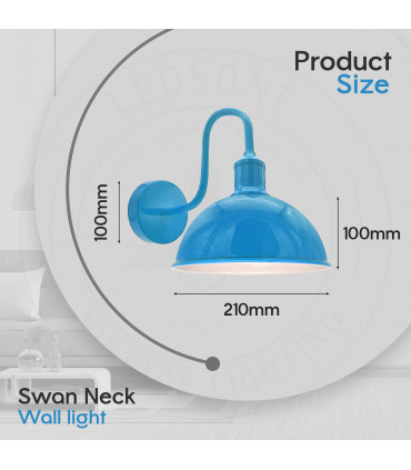 Wall Light Blue Metal Modern Industrial Swan Neck E27 Sconce Wall Light Set