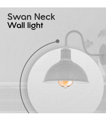 Wall Light Modern Industrial Swan Neck Metal Arm E27 Sconce White 21cm Metal