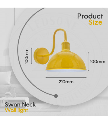 Wall Light Modern Industrial Swan Neck Metal Arm E27 Sconce Yellow