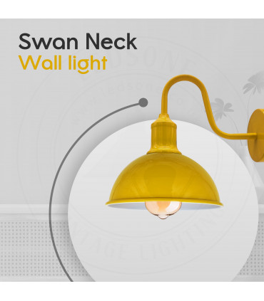 Wall Light Modern Industrial Swan Neck Metal Arm E27 Sconce Yellow