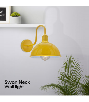 Wall Light Modern Industrial Swan Neck Metal Arm E27 Sconce Yellow