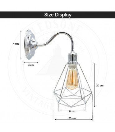 Wall Light Modern Industrial Chrome Metal E27 Holder Fitting Cage Design