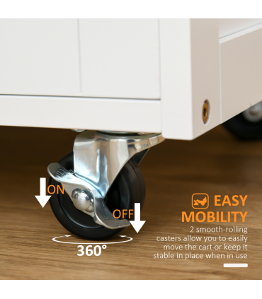 Modern Kitchen Trolley Rolling Island Storage Cart Drawer 9 Bottle Rack White