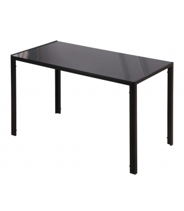 Modern Rectangular 4 Seater Dining Table with Tempered Glass Top