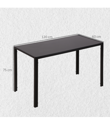 Modern Rectangular 4 Seater Dining Table with Tempered Glass Top