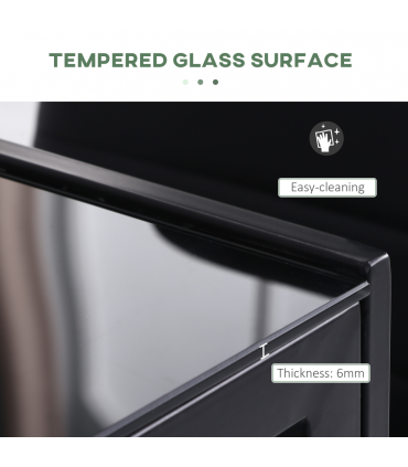 Modern Rectangular 4 Seater Dining Table with Tempered Glass Top