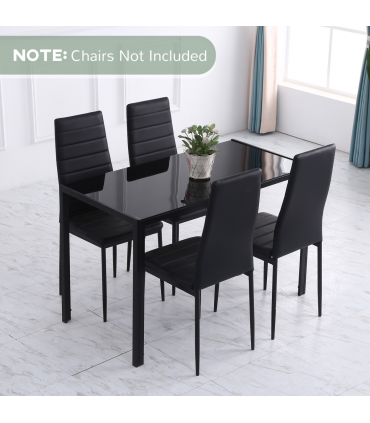 Modern Rectangular 4 Seater Dining Table with Tempered Glass Top